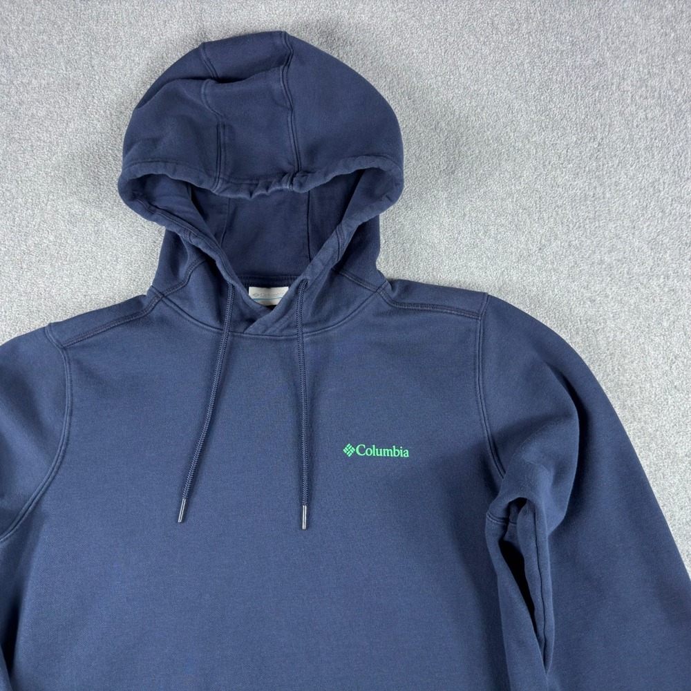 Columbia Graphic Hoodie Navy Blue‎ Pullover Sweater Mens L